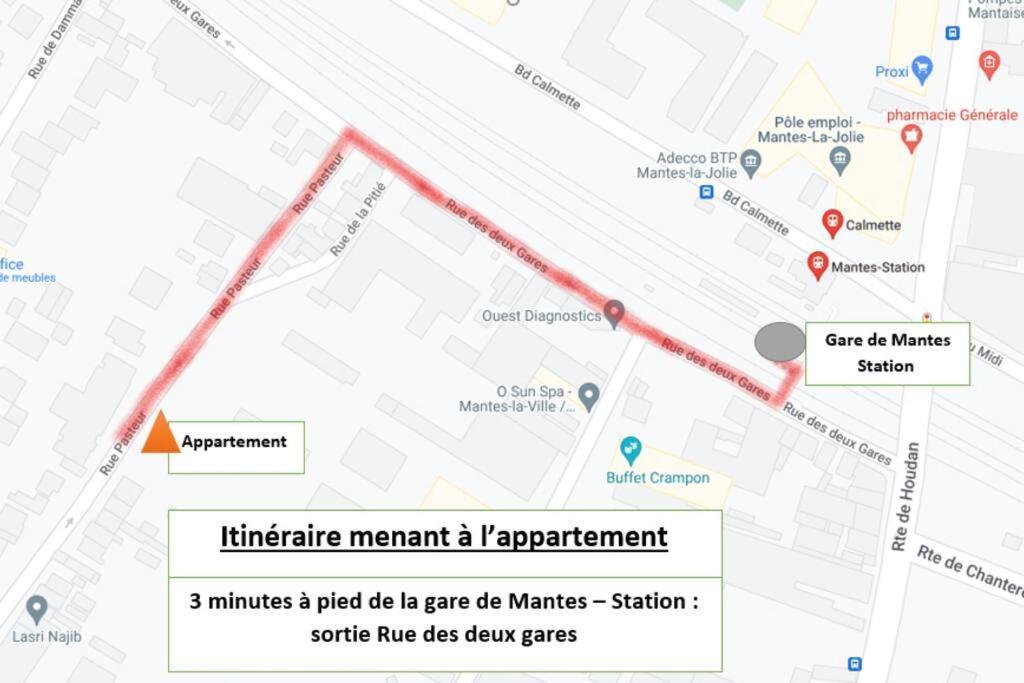 Appartement F2 de haut standing en hypercentre avec jardin privé à 270 m de la Gare de MANTES ! Esterno foto
